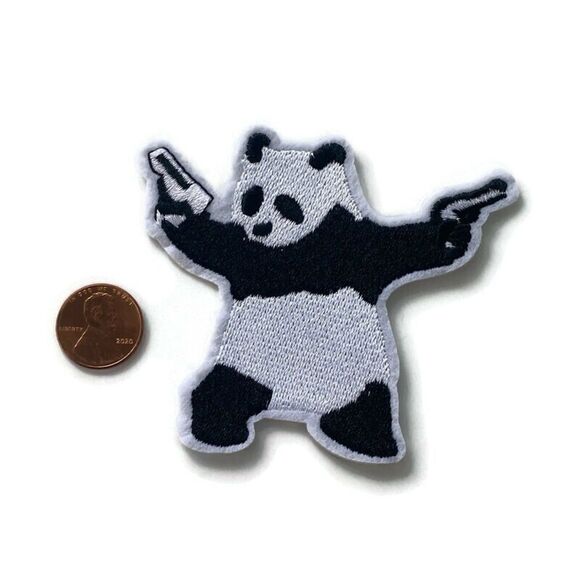 Shooting Panda Embroidered Patch - Picture 3 of 3
